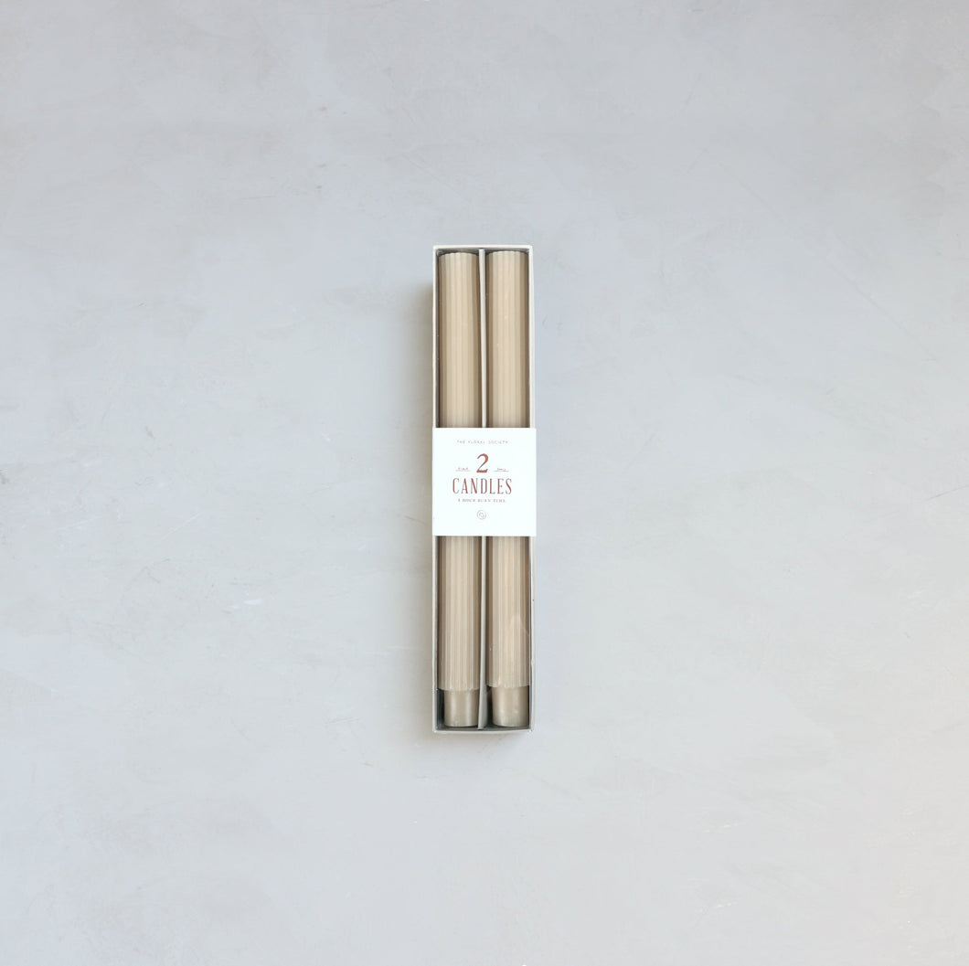 ribbed taper candles parchment